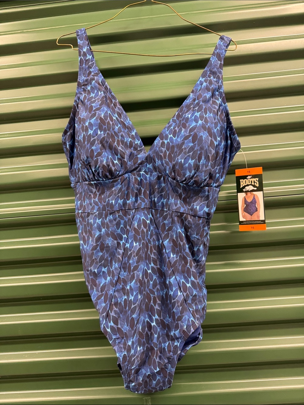 Roots Blue and Navy Leaf-Print One-Piece Swimsuit